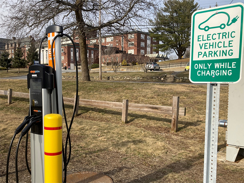 Electric vehicle charging stations are available on the MassBay Campus