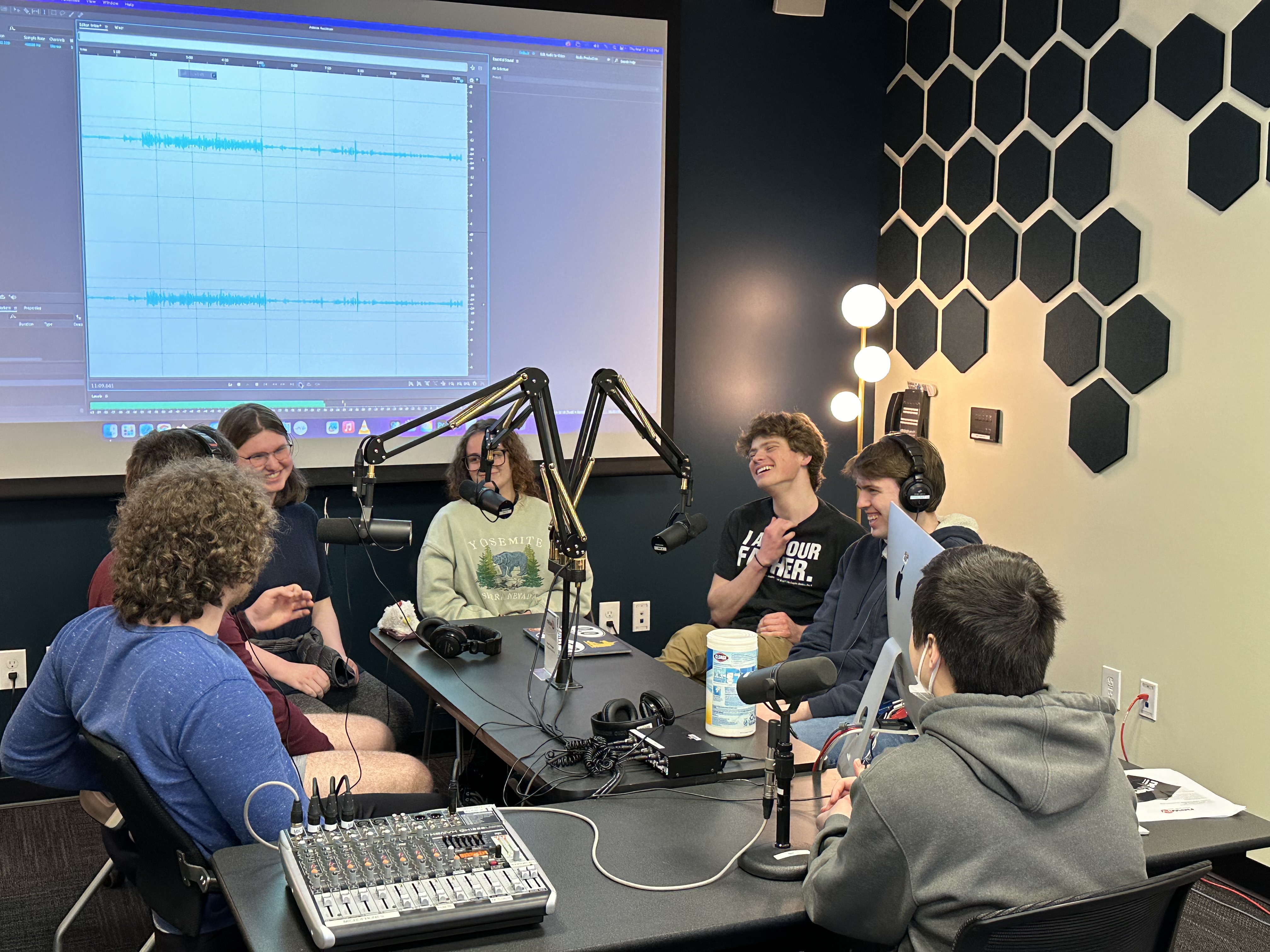 MassBay Community College Baywatch podcast - team in studio