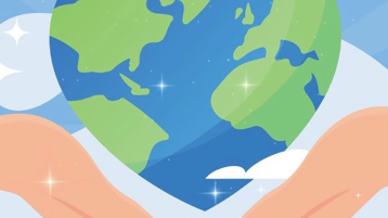 Drawing of Earth Globe Map Shaped as a Heart